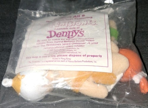 1989 Pebbles & Bam Bam Flintstones Denny's Mini Plush Kids Meal Kids Toy SEALED - Picture 2 of 4