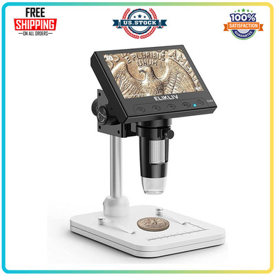 Elikliv LCD Digital Coin Microscope 1000X 4.3'' Screen 8 LED EDM4 PC View