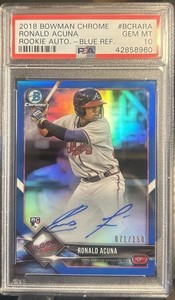 2018 Bowman Chrome Ronald Acuna Rookie Auto Blue Refractor /150 PSA 10 GRAIL 