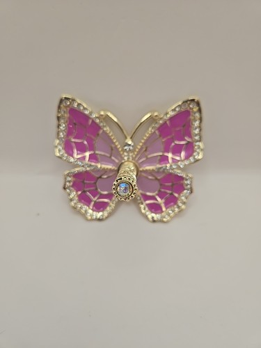 Schmetterling Schmuck Ring Halter mit Kristallen Hot/Light Pink. Vergoldet. - Bild 3 von 7
