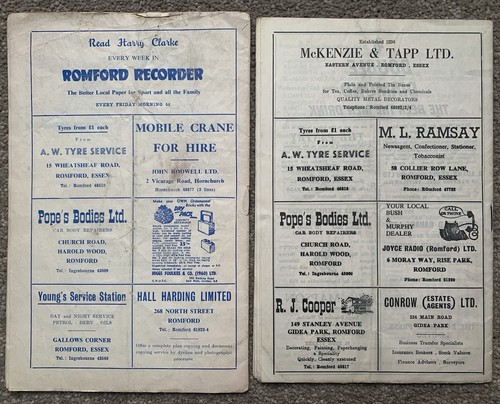 ROMFORD v WEST HAM UNITED 1962 CHELSEA 1964 Rare FRIENDLY FOOTBALL PROGRAMME Utd - Picture 8 of 8