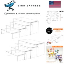 Large Acrylic Risers 8 Pcs 2 Set Display Rectangular Stands Shelf Clear