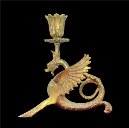 Vintage Messing Gothic Drache Kerzenständer Ständer 7" hoch - Bild 2 von 8