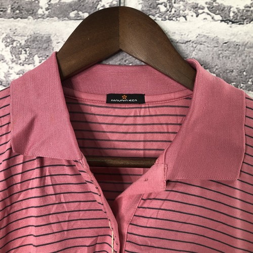 Mauna Kea Polo Shirt Women Medium Pink Striped Golf Stretch Marbas Made Italy - Picture 2 of 14