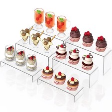 6 Pcs Clear Acrylic Display Riser, Rectangle Acrylic Risers for Display Suita...