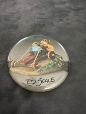 Vintage Hallmark 3” SoapBox Racer Pin Back Button. Artwork By Ed Seal. ￼