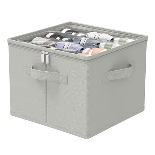 Shoe Organizer for Closet, Foldable Storage Container Bins with Clear Cover - Picture 2 of 8