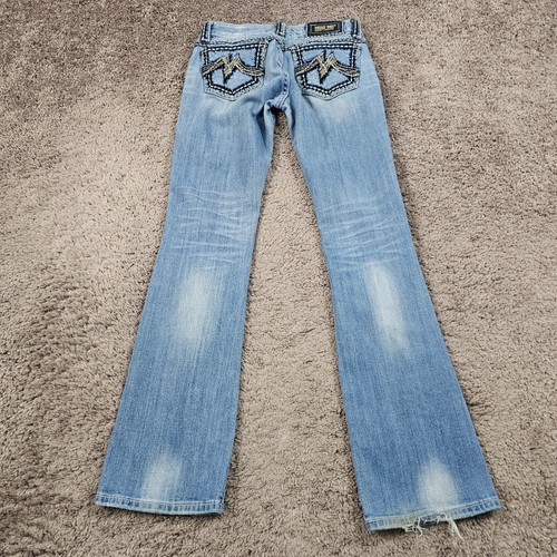 Miss Me Jeans Womens 28 Boot Cut Low Rise Light Stretch Distressed Sunny 27x34 - Picture 9 of 14