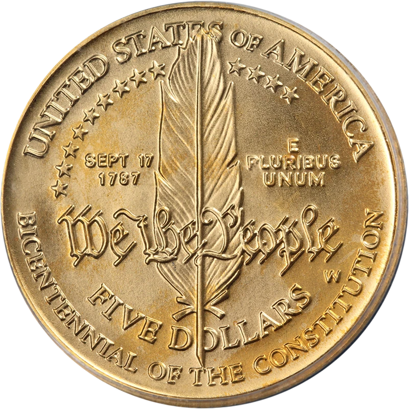 1987-W Constitution Commemorative Gold $5 ICG MS70 - STOCK - Image 2 of 4