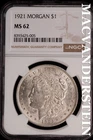 1921 Morgan Dollar-NGC MS 62 Brilliant Uncirculated #SLM668