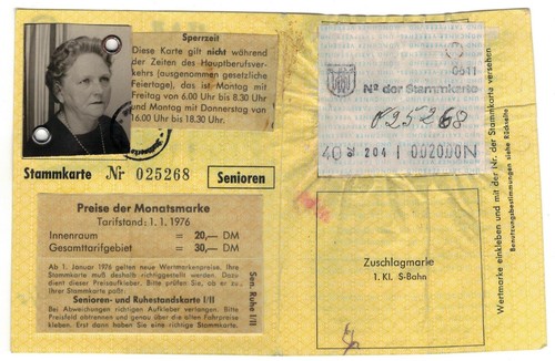 Ausweis Fahrschein Senioren Netzkarte - Münchner Verkehrsverbund - München 1972 - Bild 3 von 3