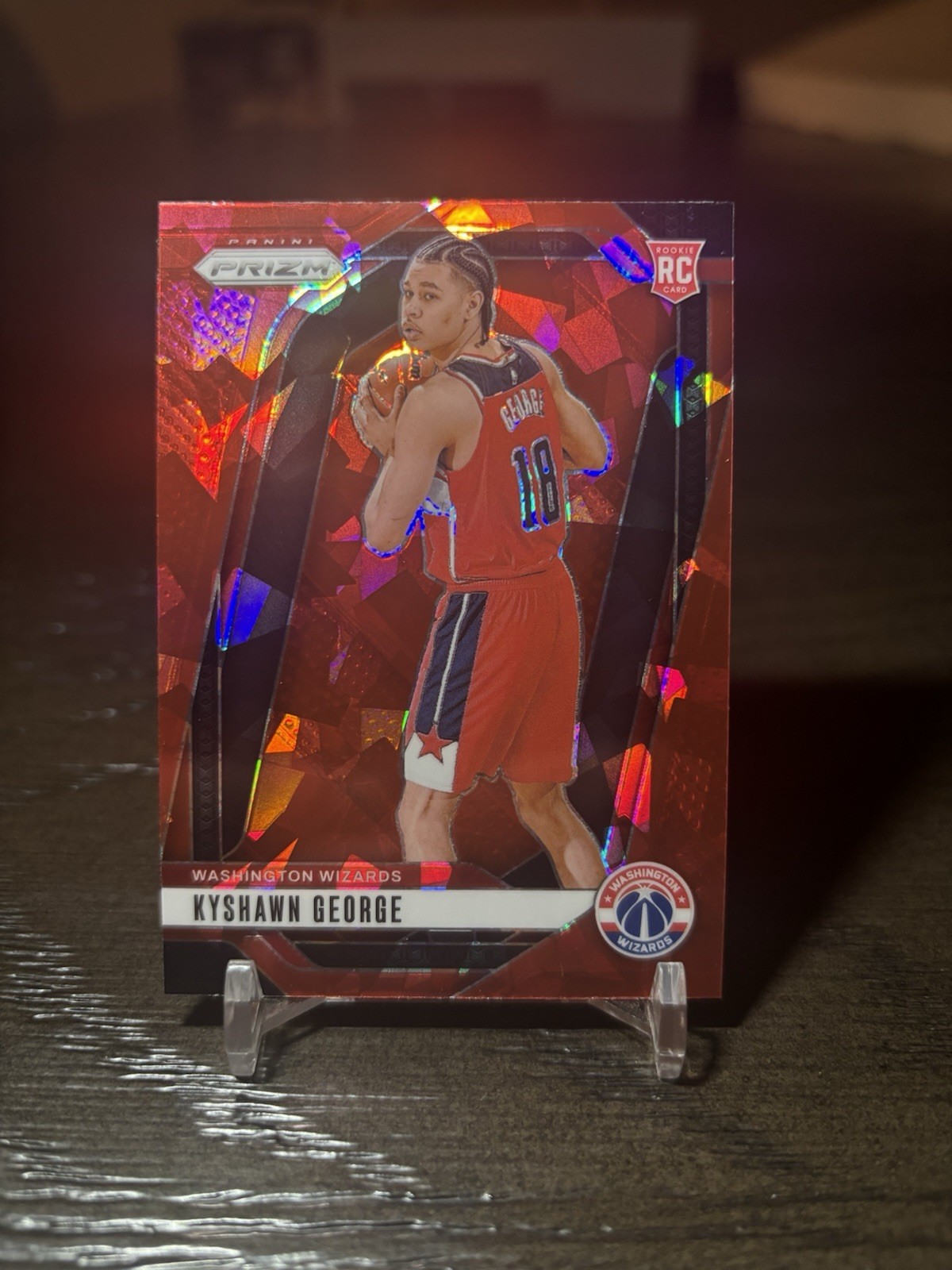 2024-25 Kyshawn George Panini Prizm Red Ice Prizm Rookie RC Wizards Miami #257