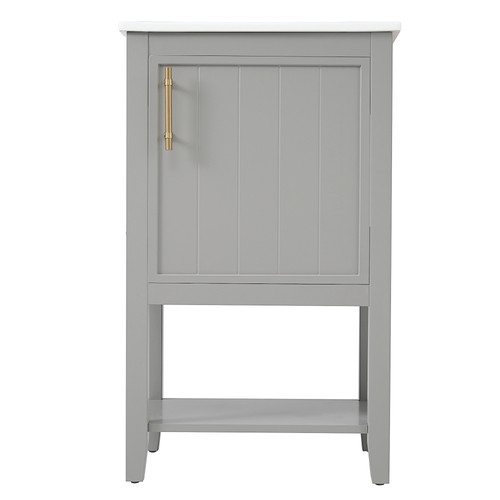 Tocador de baño de 20" con lavabo, mueble de baño con estante de almacenamiento y estante abierto - Imagen 45 de 83