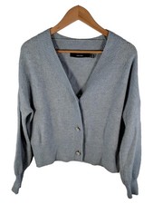 Vero Moda Damen Strickjacke Gr. S Grau Strass Knöpfe Cardigan