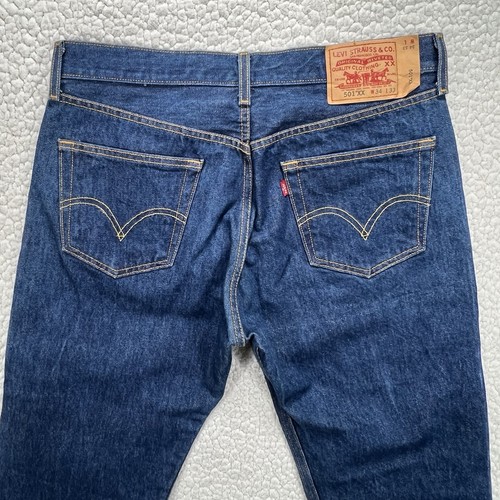 Vintage Levi’s 501XX Denim Jeans 34x33 (Actual 32x26) Dark Wash Button Fly - Picture 5 of 14