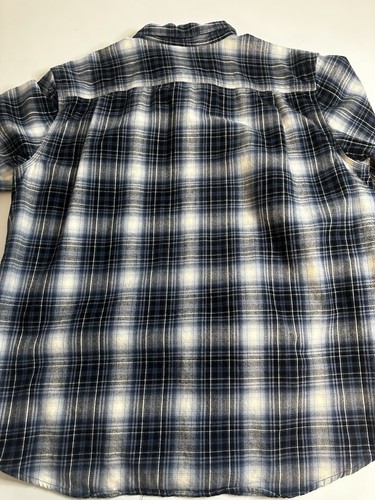 Carhartt Original Fit Heavy Flannel Shirt Mens XL Blue Gray White Ombre Plaid - Picture 6 of 7