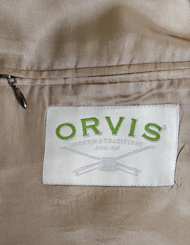 Orvis Tailored Suit Jacket Blazer Navy Blue & Beige Check Size 48R - Picture 10 of 11