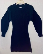 Sadie & Sage Half Turtleneck Long Sleeve Black Mini Sweater Dress Size M