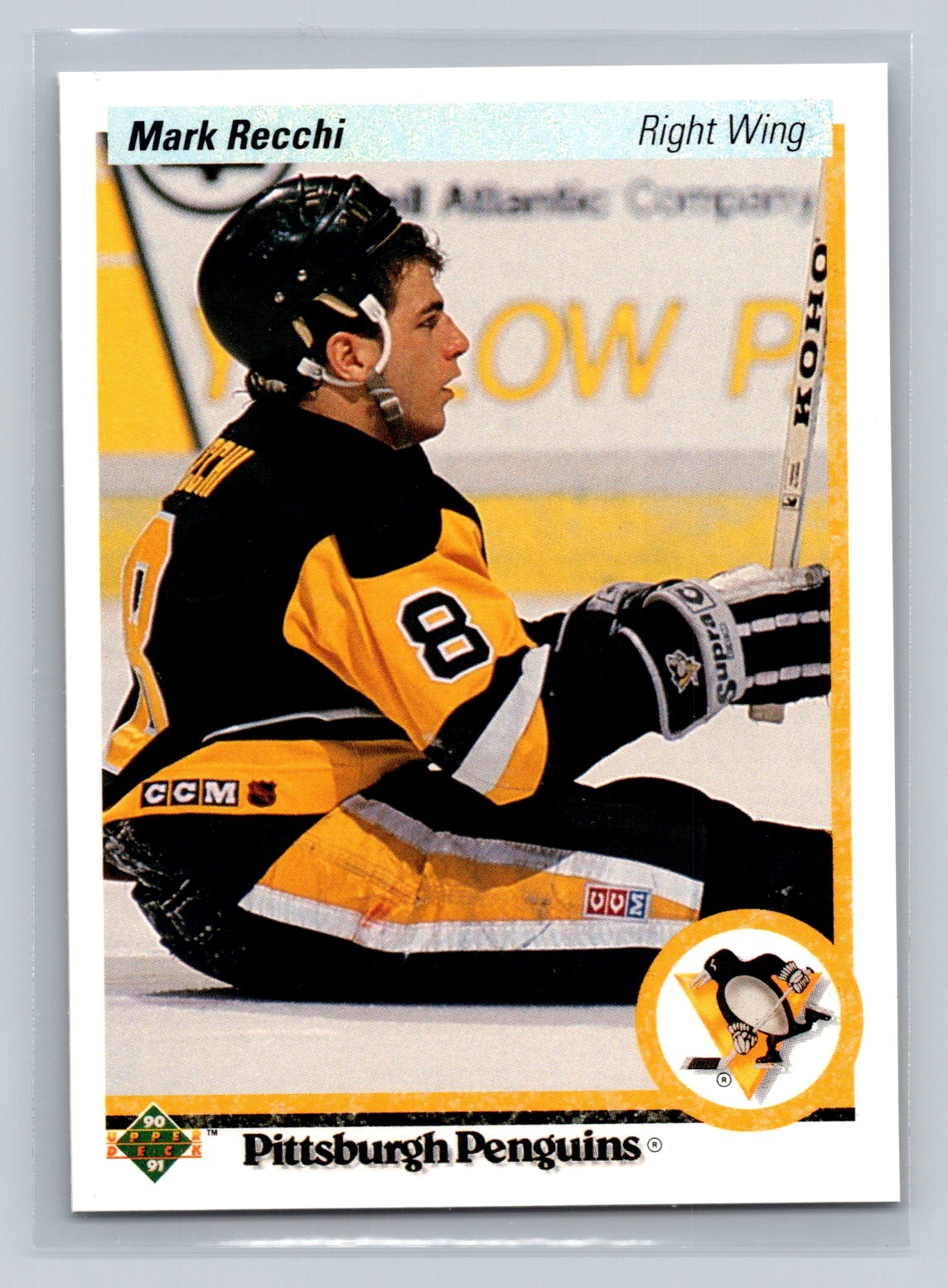 1990-91 Upper Deck #178b Mark Recchi Pittsburgh Penguins RC Rookie