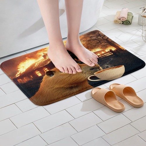 Capybara Bathroom Rugs 16"x24" Kids Funny Cute Capybara with Coffee Bath Mat ... - Bild 2 von 7