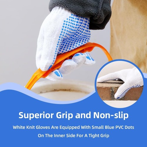 240 Pairs Cotton Work Gloves with Anti-slip Dots for Men Women, Breathable Co... - Picture 3 of 6