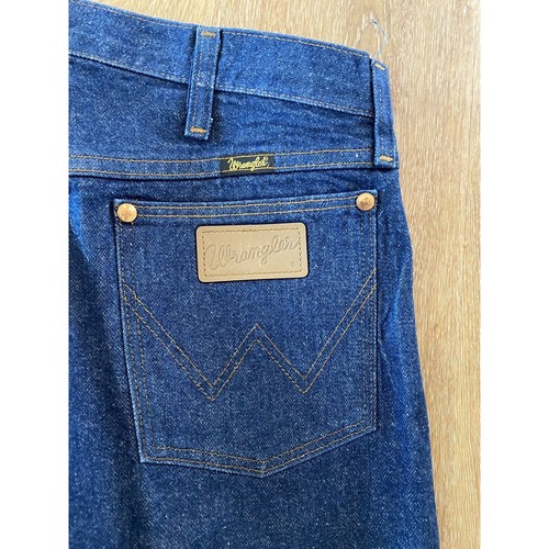 WRANGLER JEANS MENS 36X34 POCKET PATCH 13MWZ BLUE DENIM Cowboy Cut Straight - Picture 5 of 6