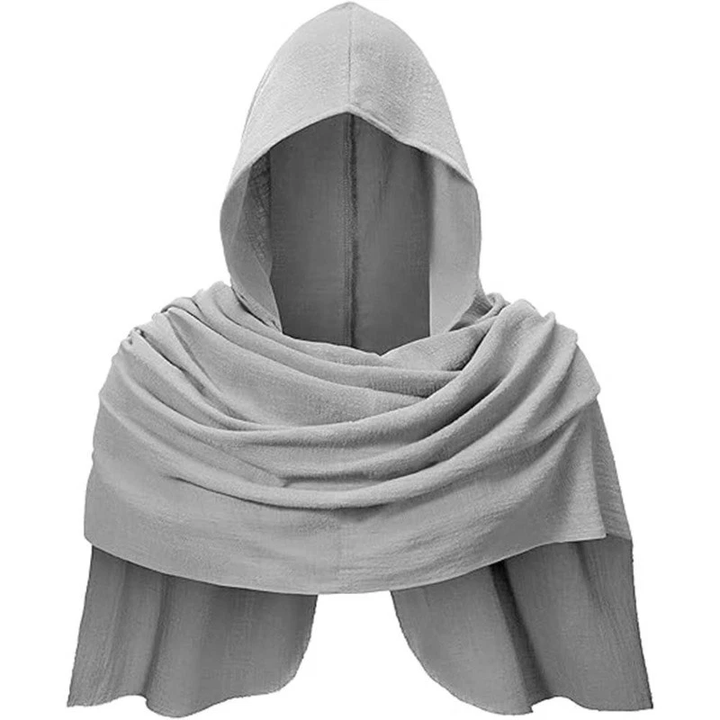 Capa medieval con capucha bufanda escenario rendimiento capa vintage cosplay multicolor Foto 4 de 4