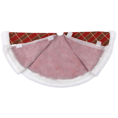 Northlight 20" Glitter Red Green Gold Plaid Christmas Tree Skirt White Border - Picture 5 of 7