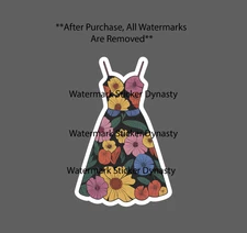 Sun Dress Sticker Waterproof Decal Floral Flower Summer Season Gift NEW