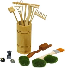 Mini Zen Garden Rake Tool - Tabletop Meditation Rock Sand Garden Kits with Moss 