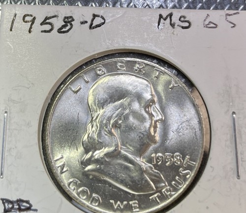 1958 D Denver Mint Ben Franklin Half Dollar 90% Silver US Coin - Bild 2 von 4