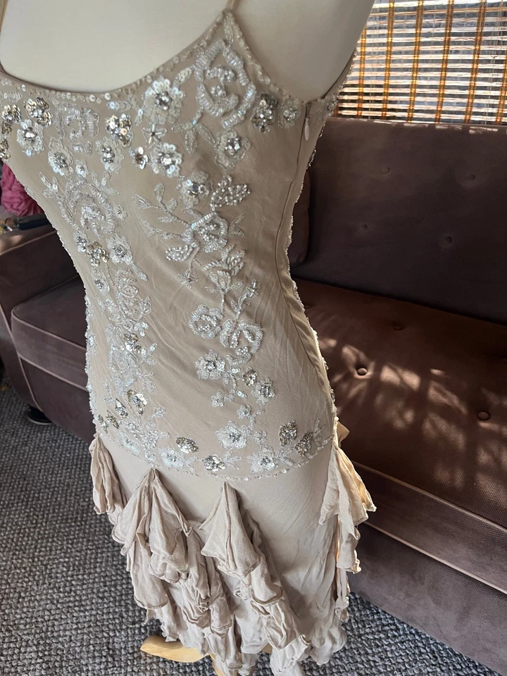 Vestido Sue Wong Vintage Desnudo Etéreo; Cuentas Lentejuelas Espalda Hada Gatsby Talla 2 Foto 4 de 4