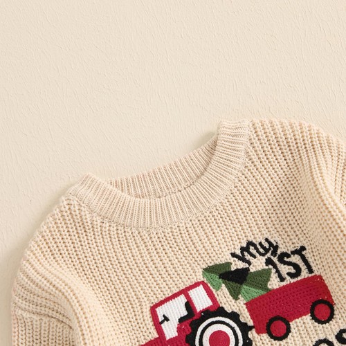 Baby Girl Boy Cute Gingerbread Man Embroidery Long Sleeve Oversized Sweater N... - Bild 5 von 7