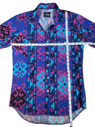 Vintage Wrangler Western Cowboy Aztec Short Sleeve Button Shirt Mens M 15 USA - Picture 6 of 6