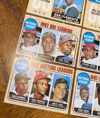 (6) 1968 TOPPS BASEBALL HOF/STAR CARDS AARON ROBERTO CLEMENTE GOOD-VG-EX READ - Picture 16 of 24