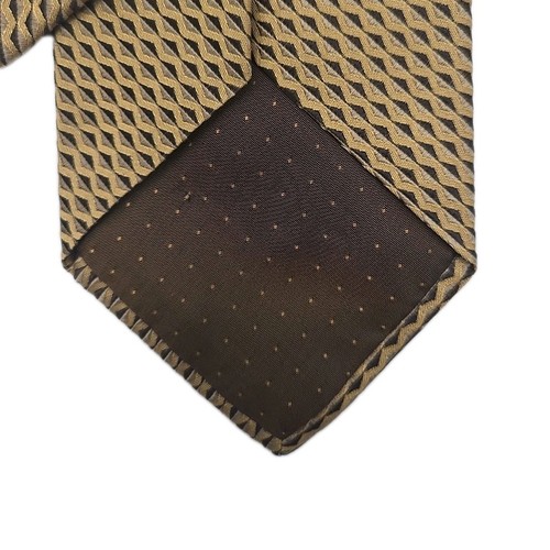 Vintage Pavone Italien Herren Krawatte 100% Seide Jacquard Gold Schwarz Biege 65"L - Bild 4 von 7