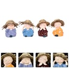 4 Pcs Baby Buddha Small Statue Cute Monk Car Ornament Little Ornaments