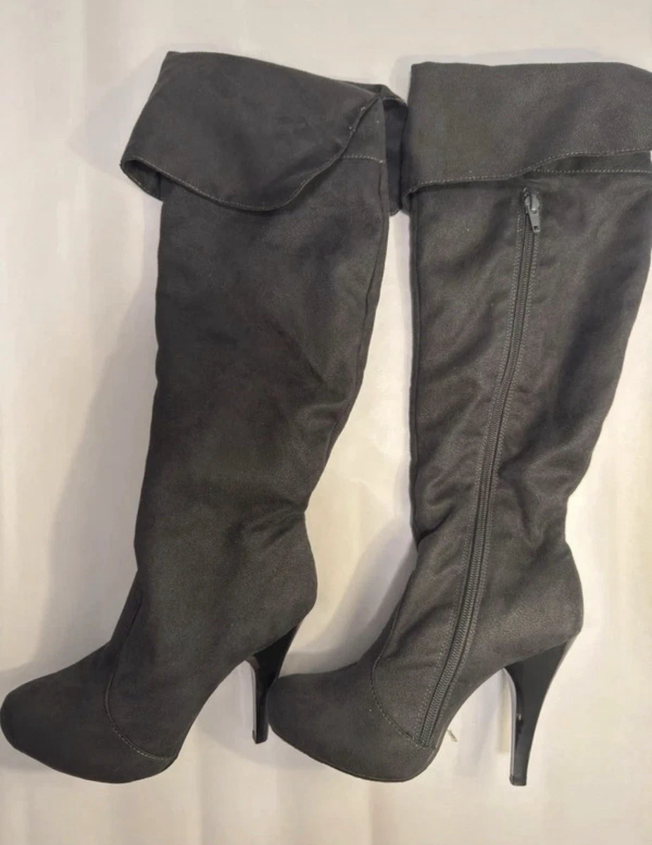 Botas Anne Michelle 5.5 / Gris Sobre la Rodilla / Stiletto