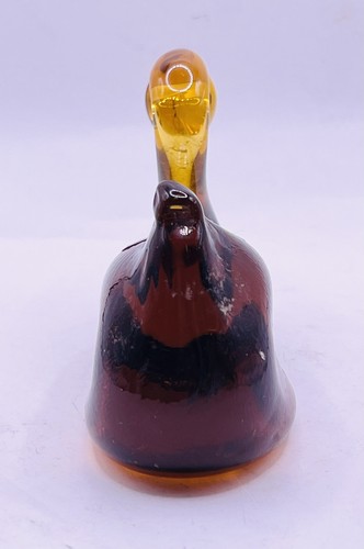 Vintage Pilgrim Art Glass Amber Swan Goose Paperweight Figurine 2.75” x 3” - Picture 4 of 5