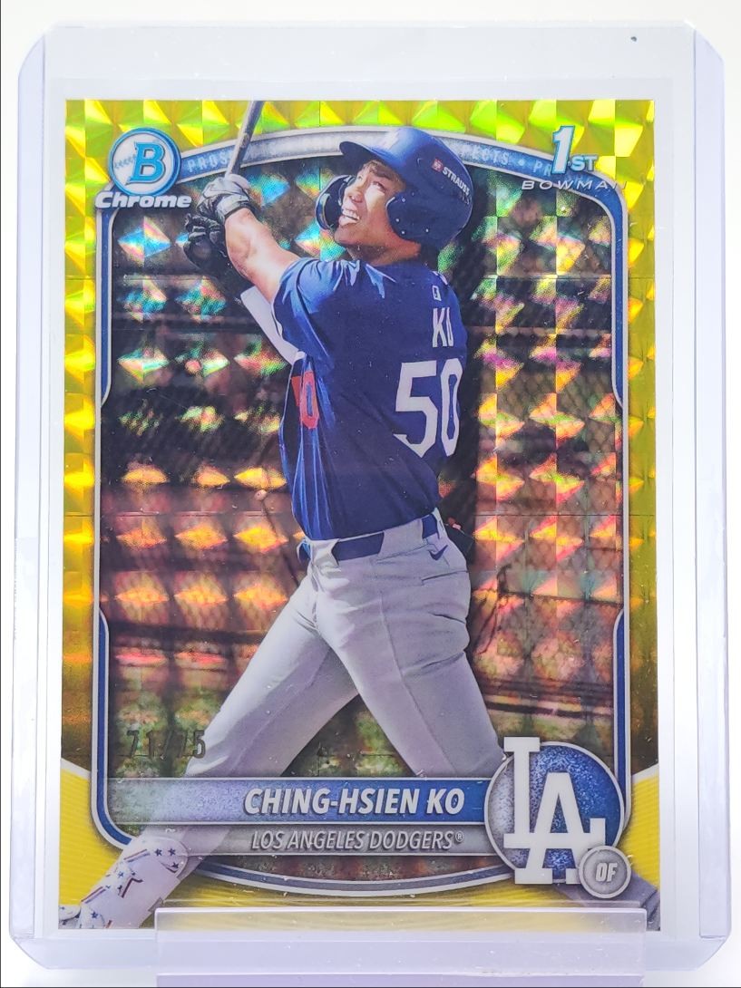 CHING-HSIEN KO 2025 BOWMAN CHROME 1ST YELLOW GEOMETRIC DODGERS /75 Q4450