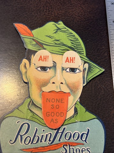Rare 1936 Robin Hood Shoes Die Cut Advertising Display Sign - Picture 2 of 6