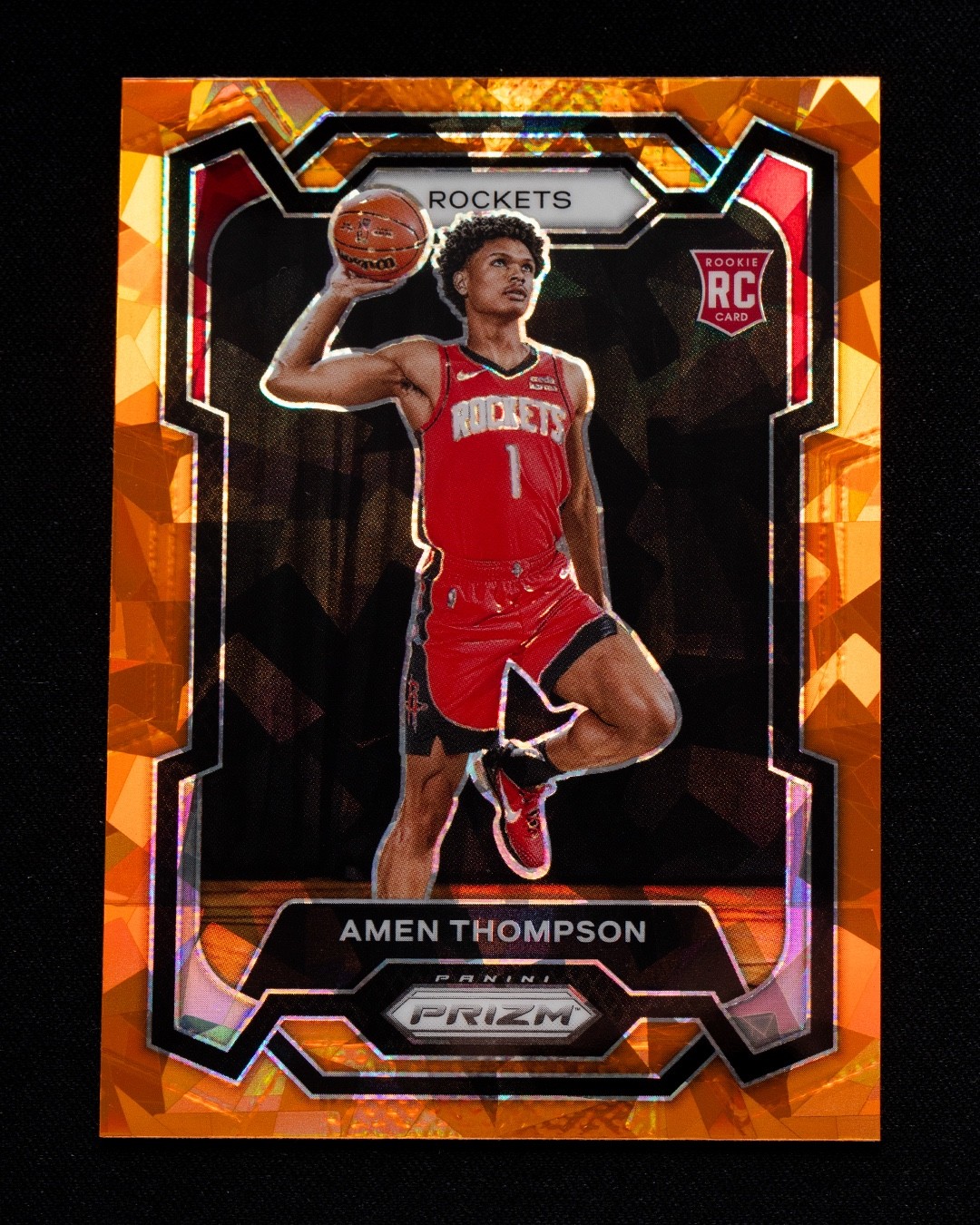 Amen Thompson 2023-24 Panini Prizm #150 Orange Ice Prizm (RC)