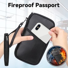 Fireproof Passport RFID Passport Holder Waterproof Zipper Pouch Organizer Bag