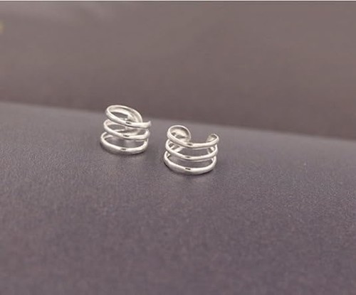 Silver Fake Clip On Non Piercing Triple Helix Ear Cartilage Cuff Ring - Picture 6 of 11