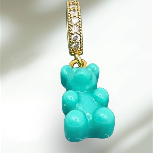 Crystal Haze 18K Gold Plated Cubic Zirconia Mykonos Blue Nostalgia Bear Pendant - Picture 2 of 8