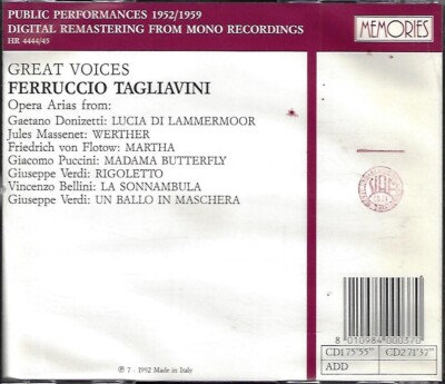 【中古CD】Great Voices: Ferruccio Tagliavini / Ferruccio Tagliavini／Donizetti Great Voices: Ferruccio Tagliavini - Public Performances