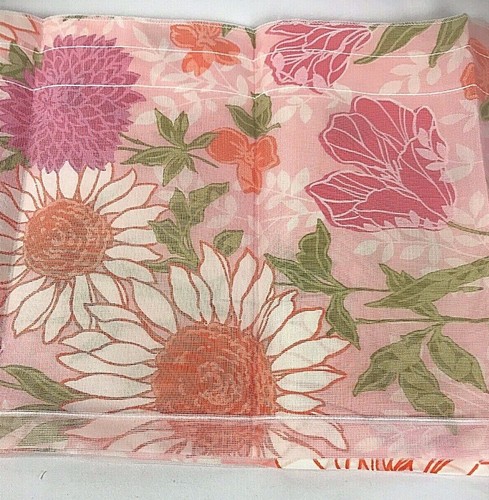 VINTAGE Fashion Manor Valances Pink White FLORAL NIP MCM Groovy Style 72" x 12"