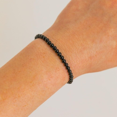 Natural Black Obsidian Stone Bracelet 4mm Healing Crystal Stretch Bracelet - Picture 5 of 5