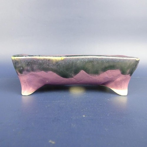 Japanese bonsai pot YUKI-SYOSEKI Rectangle shape  W11.4cm H3.5cm Glazed - Picture 1 of 24