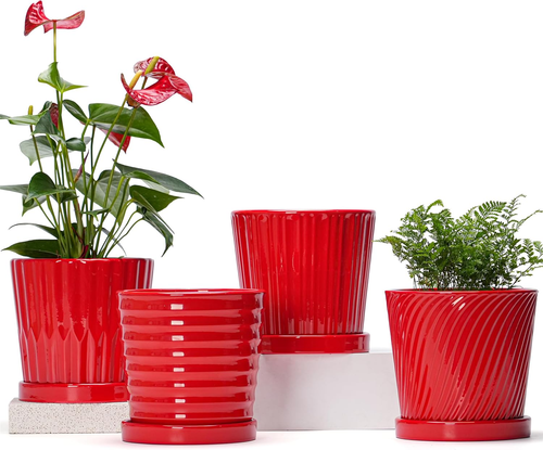 Plant Pots, 6 Inch Flower Pots for Plants,Ceramic Planter with Drainage Holes,In - Picture 6 of 12